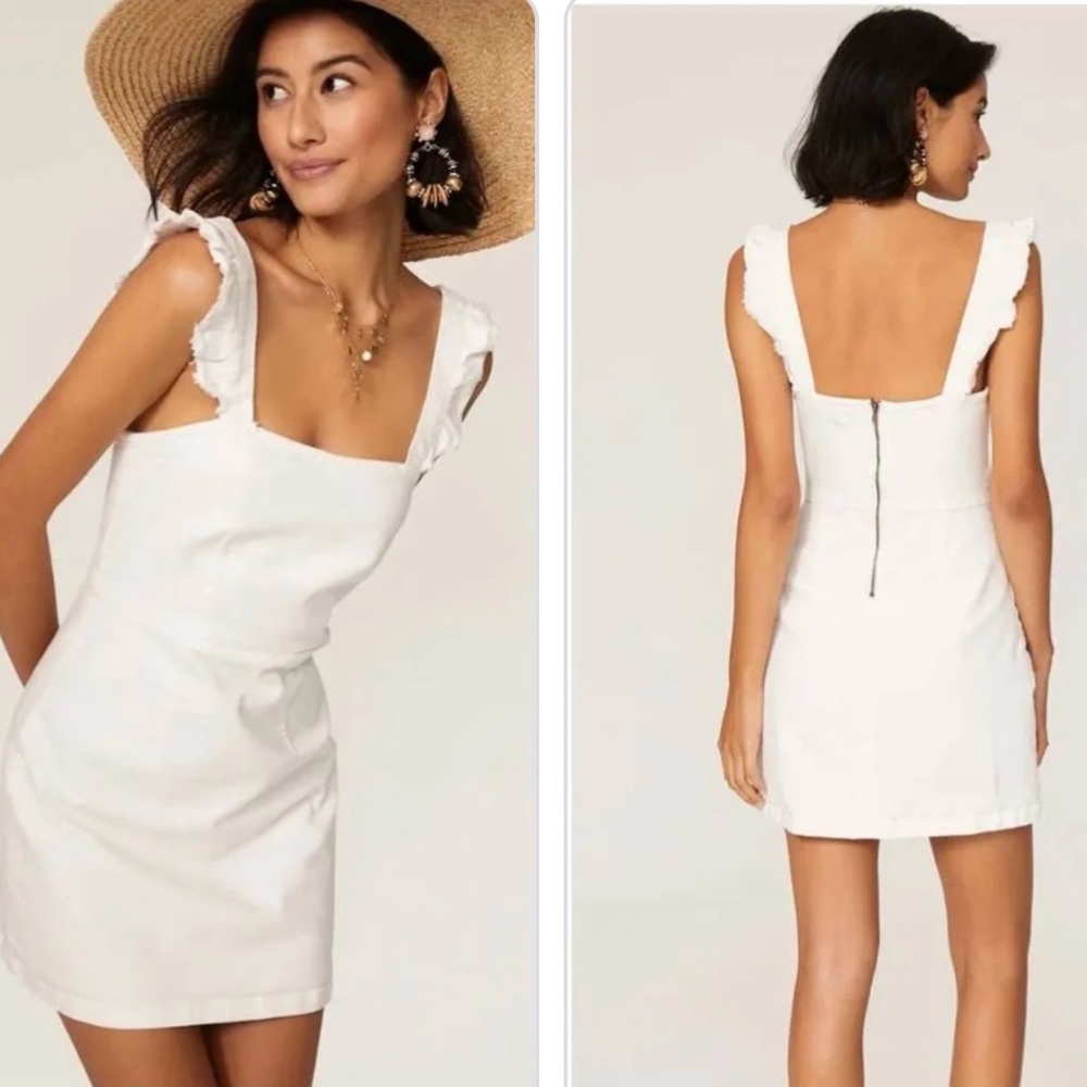 Show Me Your MuMu White Ruffle Strap Mini Dress